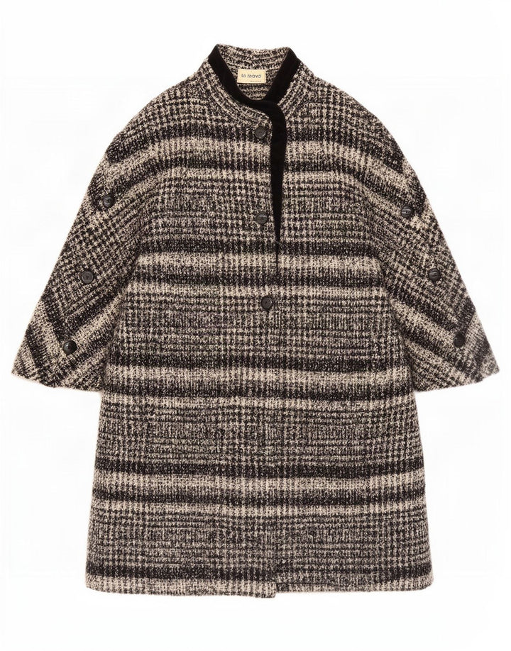 Vintage oversize overfrakke til kvinder UK 16 Stor grå stribet