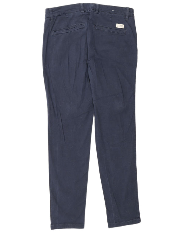 Zara Herre Slim Chino Bukser EU 42 Large W32 L29 Marineblå Bomuld