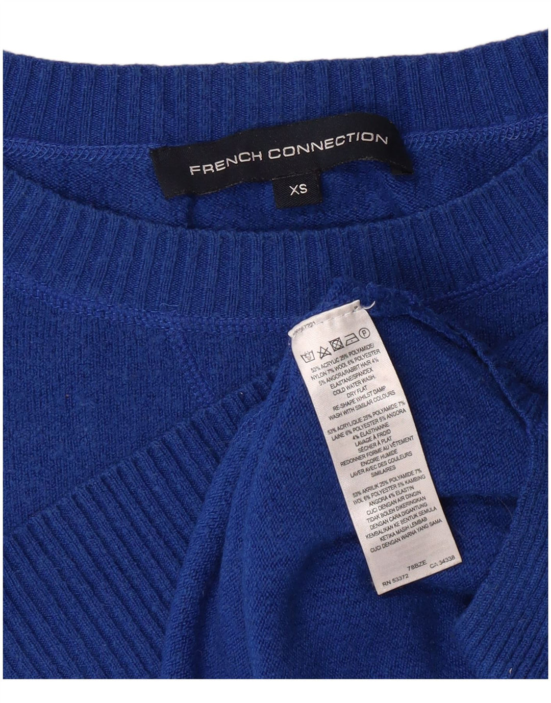 French Connection Dame Boat Neck Jumper Sweater UK 6 XS Blue Classic