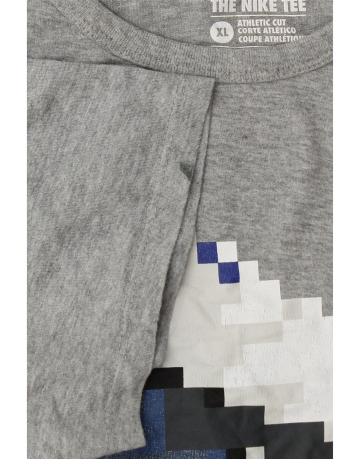 Nike Herre Athletic Cut Grafisk T-Shirt Top XL Grå Flecked Bomuld