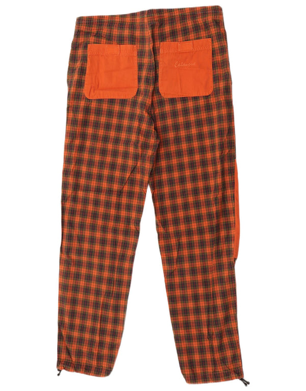Think Pink Mens Graphic Tracksuit Trousers Joggers Medium Orange Check