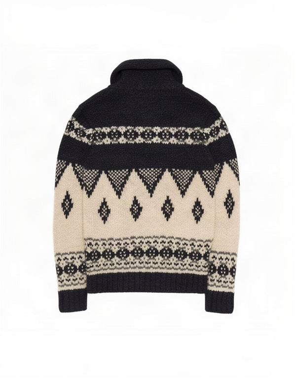 Celio Herre cardigan sweater Medium Navy Blue Fair Isle Akryl