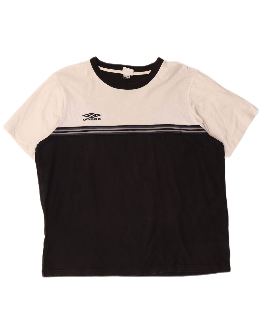 UMBRO Herre T-Shirt Top XL Sort Colourblock Bomuld