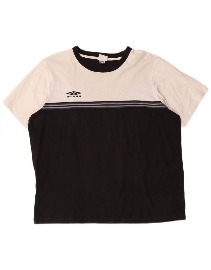 UMBRO Herre T-Shirt Top XL Sort Colourblock Bomuld