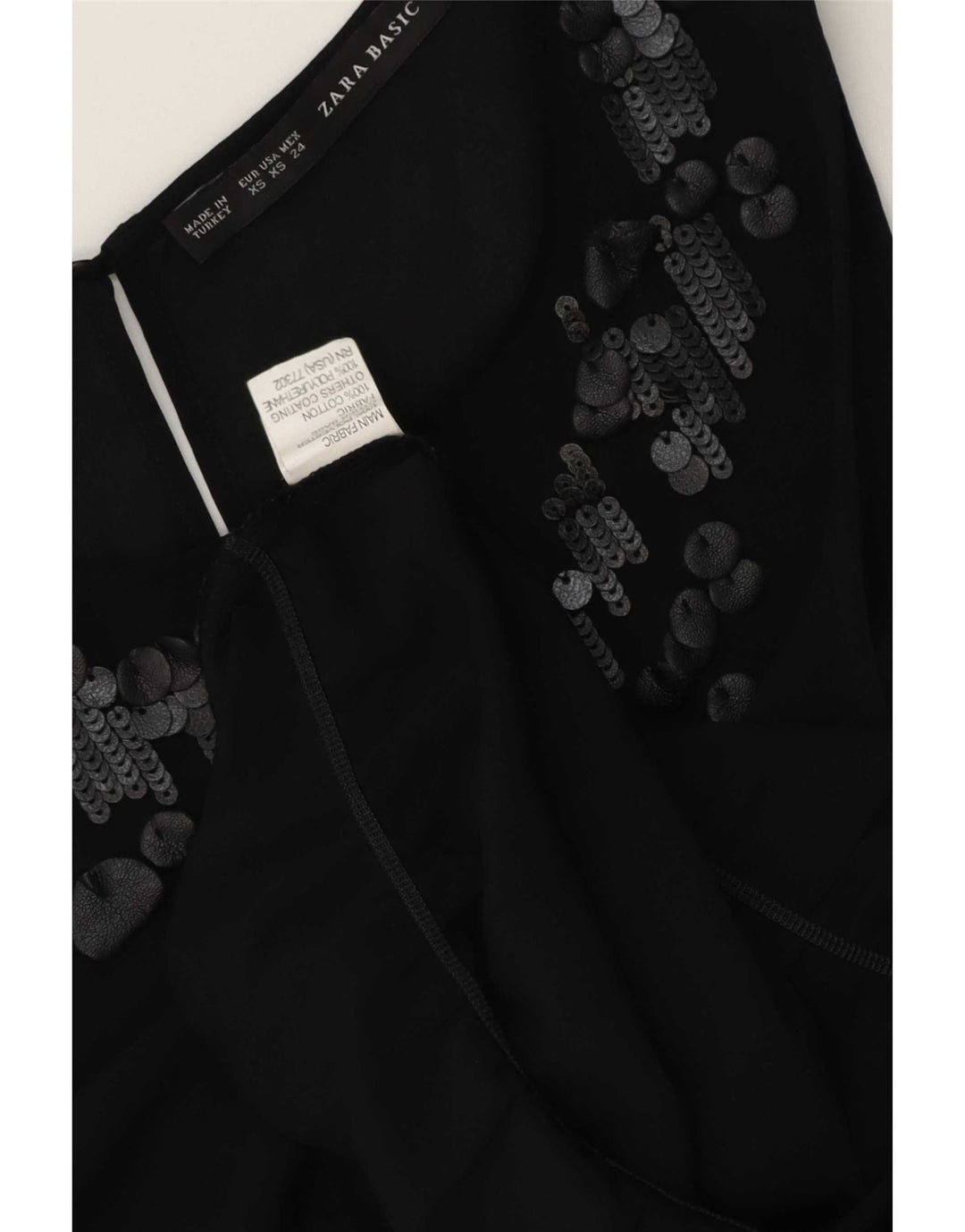 Zara Dame ærmeløs bluse Top UK 6 XS Sort Polyester
