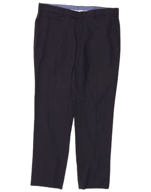 Massimo Dutti Herre tilspidsede jakkesætsbukser EU 42 Large W32 L29 Marineblå Uld