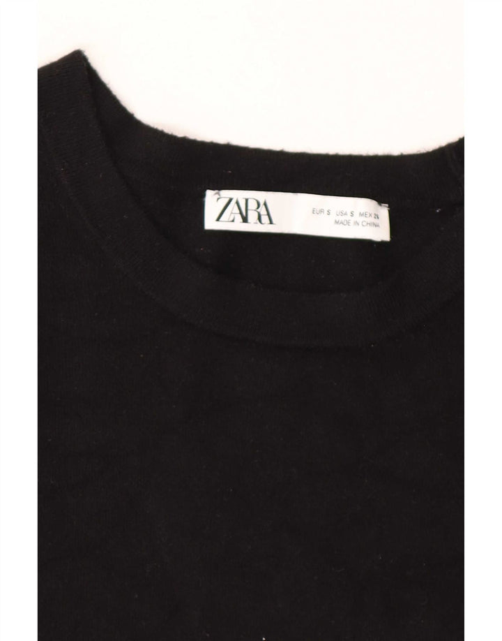 Zara Dame Boat Neck Jumper Sweater UK 10 Small Black