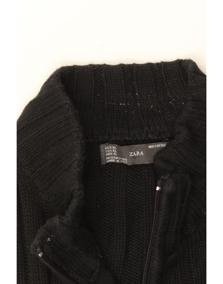 ZARA Cardigan sweater til mænd XL Sort bomuld