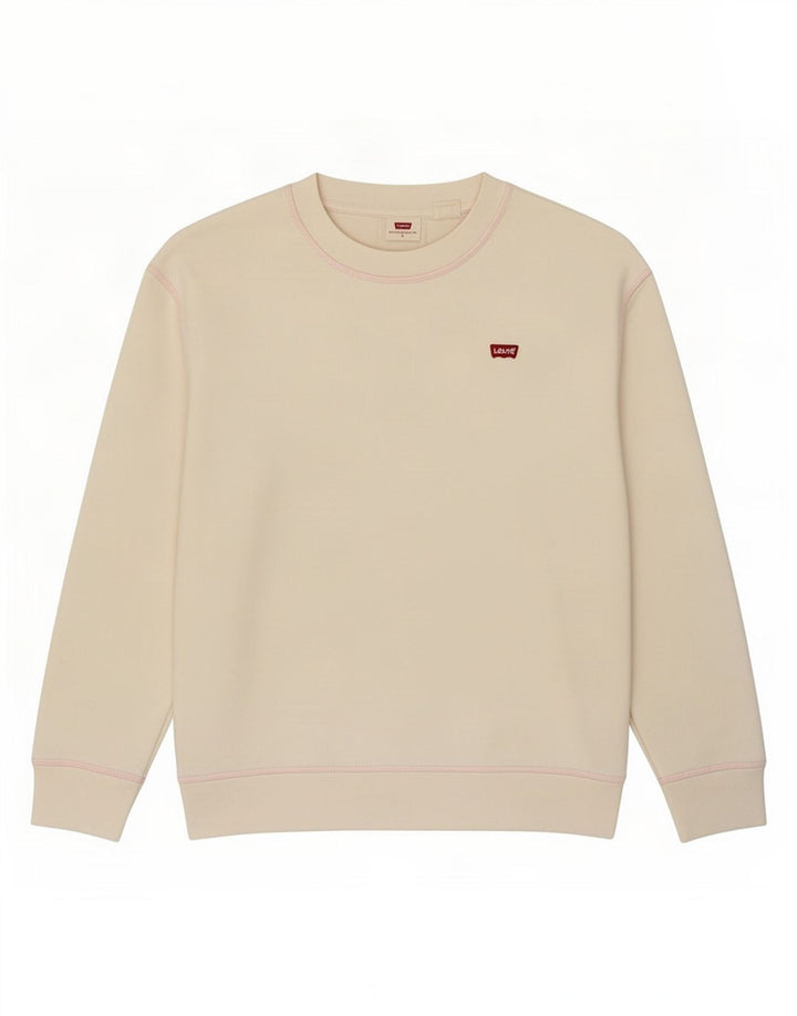 Levi's Dame Oversized Sweatshirt Jumper UK 10 Small Off White Bomuld