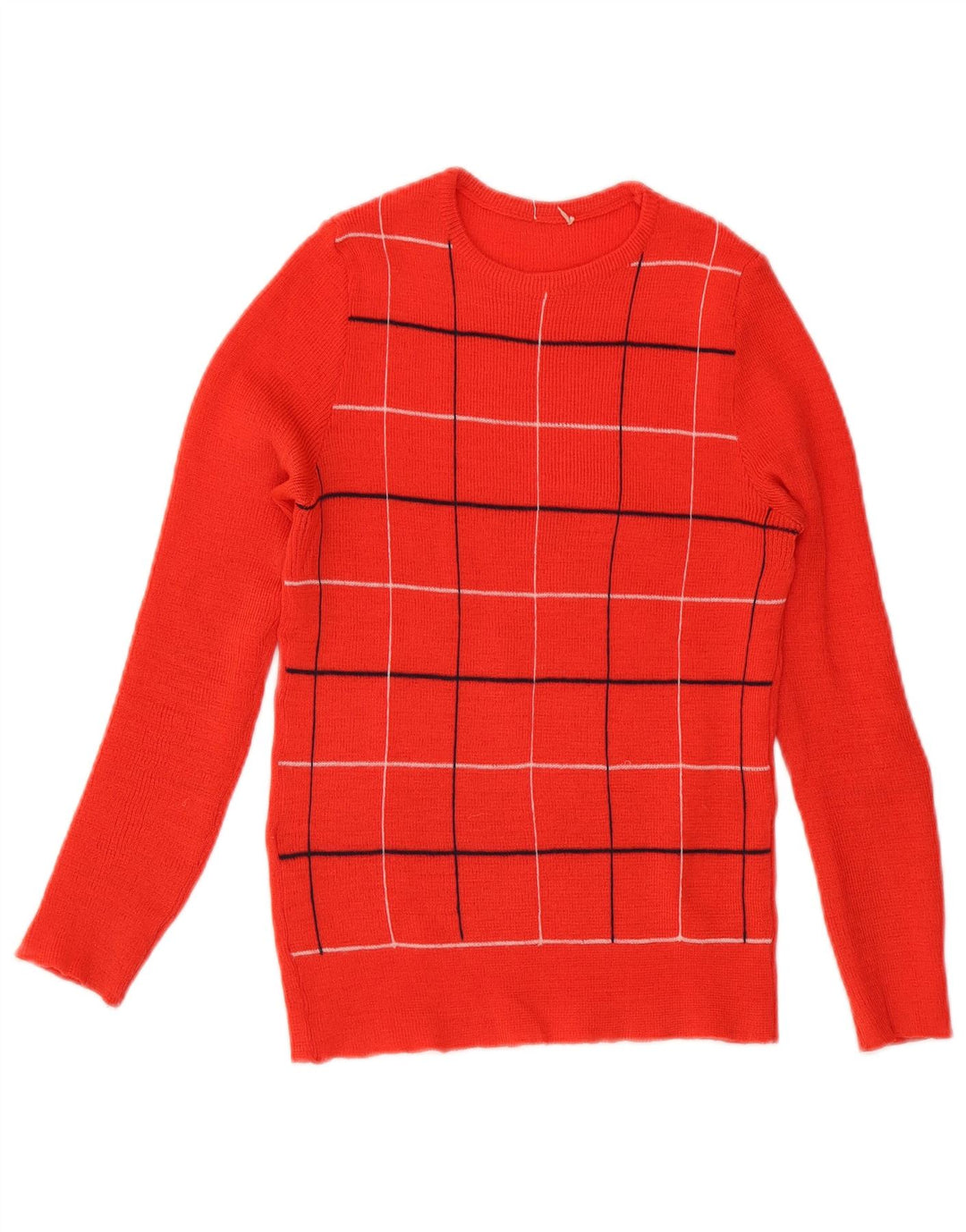 Vintage dame sweater med rund hals DK 8 Lille rød ternet