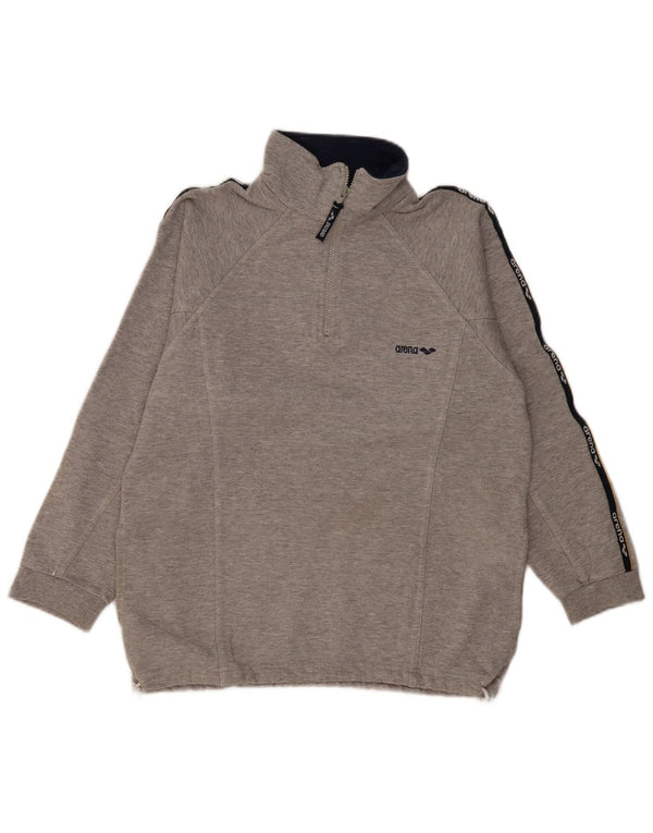 Arena Herre grafisk lynlås-hals sweater Jumper Medium Grå Colourblock