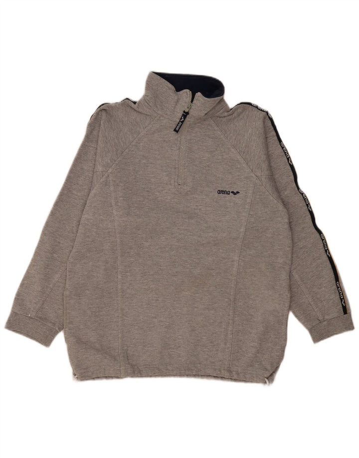 Arena Herre grafisk lynlås-hals sweater Jumper Medium Grå Colourblock