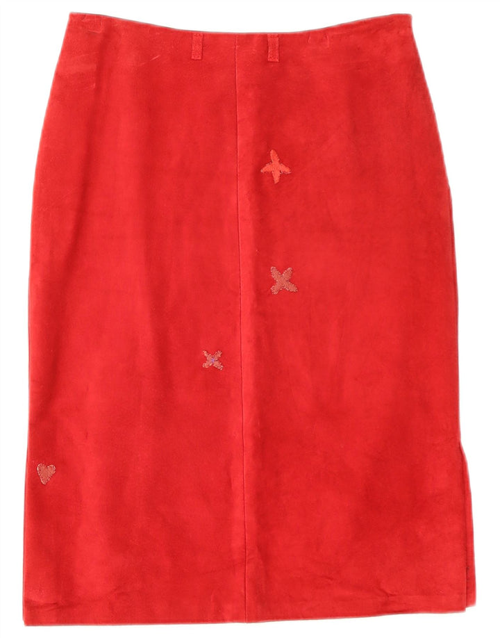 Conbipel Dame Ruskind Midi Nederdel IT 42 Medium W28 Rødt Læder