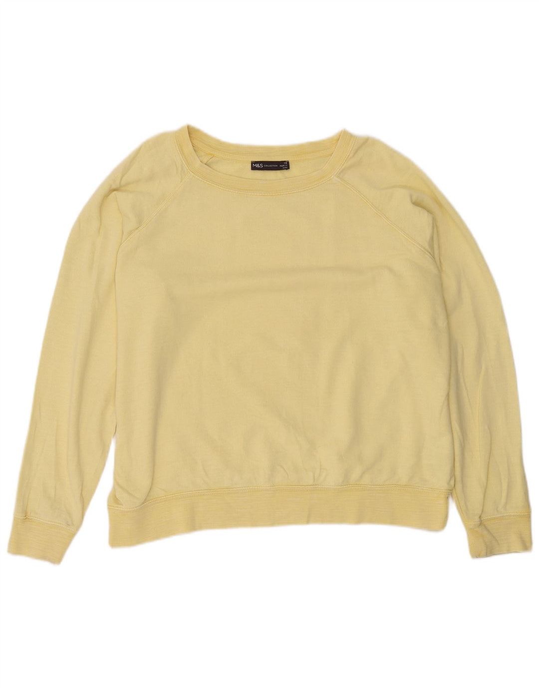 Marks & Spencer Dame Oversized Sweatshirt Jumper UK 18 XL Gul Bomuld