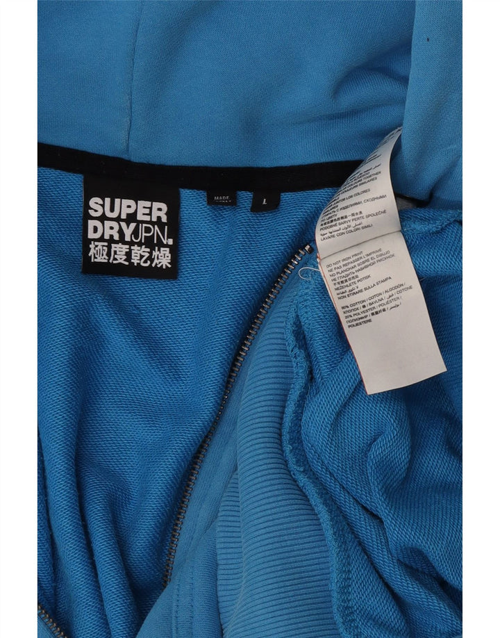 SUPERDRY Herre grafisk hættetrøje med lynlås Stor blå bomuld