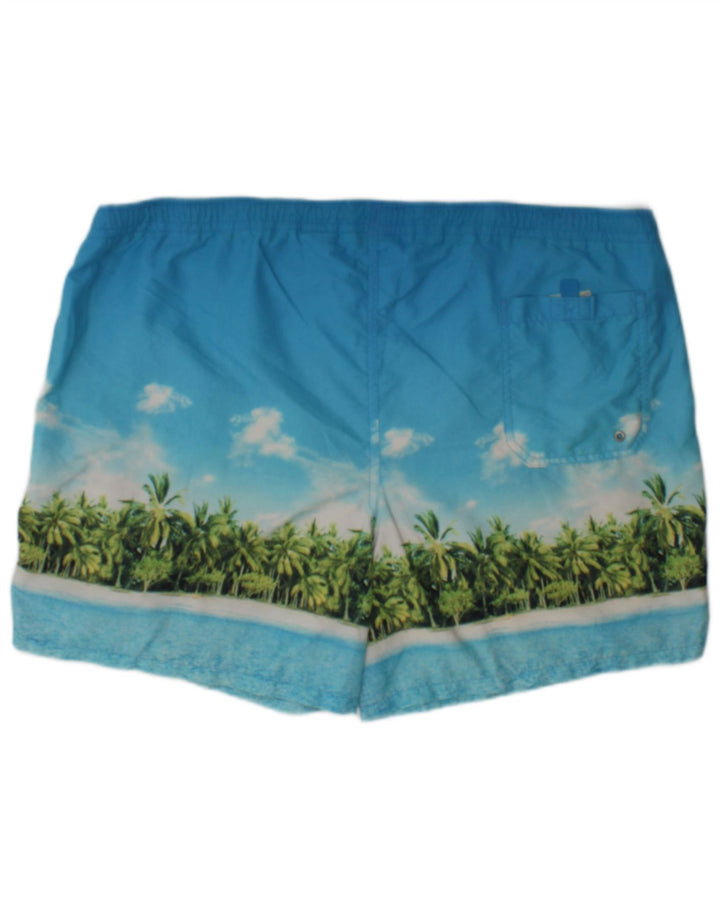 Marks & Spencer Herre grafiske svømmeshorts XL Blå Polyamid Beach
