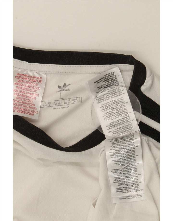 ADIDAS Boys T-Shirt Top 13-14 Years Large White Cotton