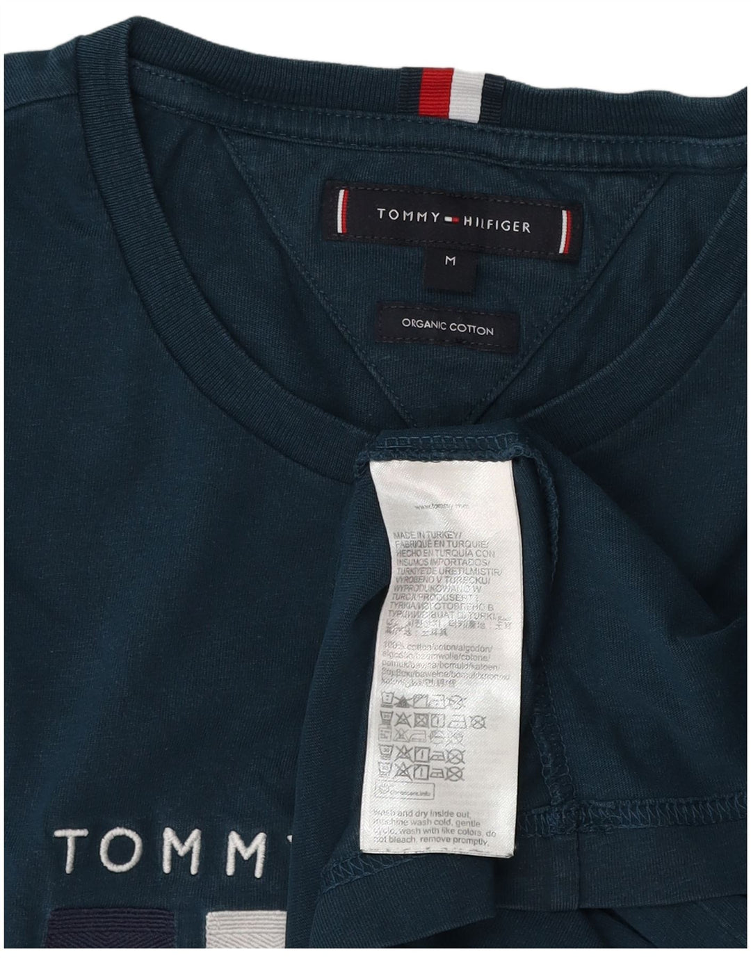 TOMMY HILFIGER Herre grafisk T-shirt top mellem marineblå bomuld