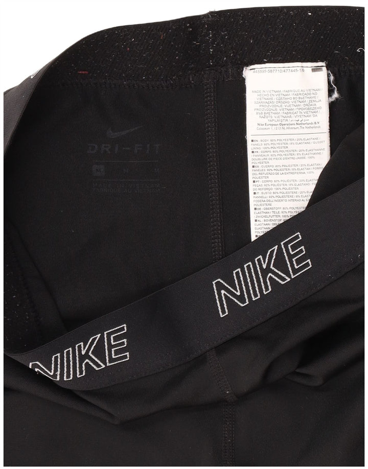 Nike Dame Dri Fit Grafiske Leggings UK 12 Medium Sort Polyester