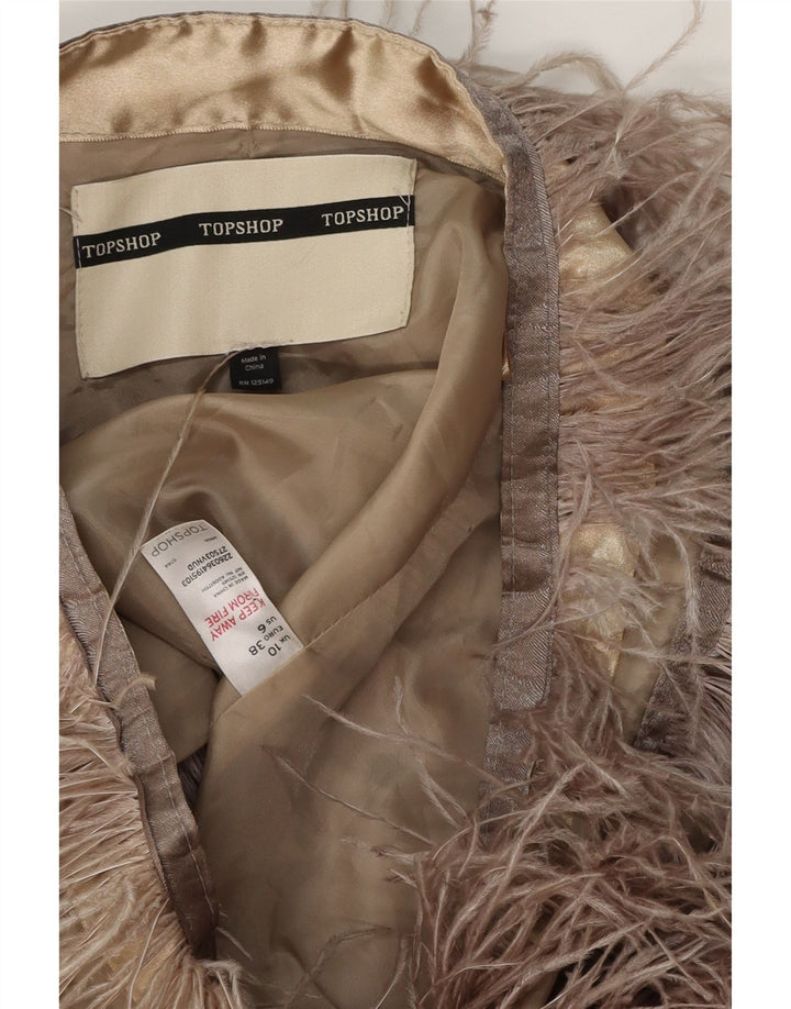 Topshop Dame Mini Nederdel UK 10 Small W30 Brun Polyester