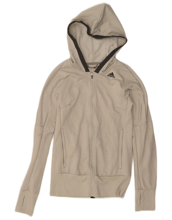 Adidas Dame Climalite Hættetrøje Sweater med lynlås UK 6 XS Hvid Polyester