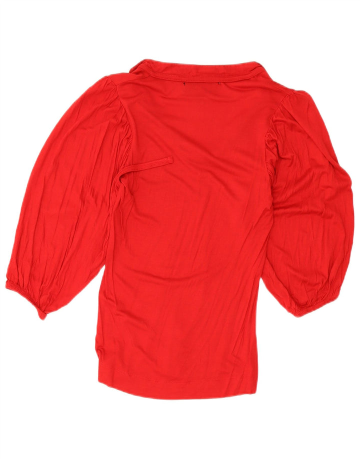 Zara Dame 3/4 ærmet bluse Top UK 8 Lille Rød
