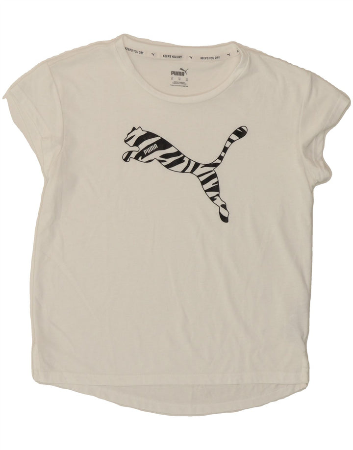 PUMA Womens Graphic T-Shirt Top UK 6 XS White Polyester Vintage Puma and Second-Hand Puma from Messina Hembry 