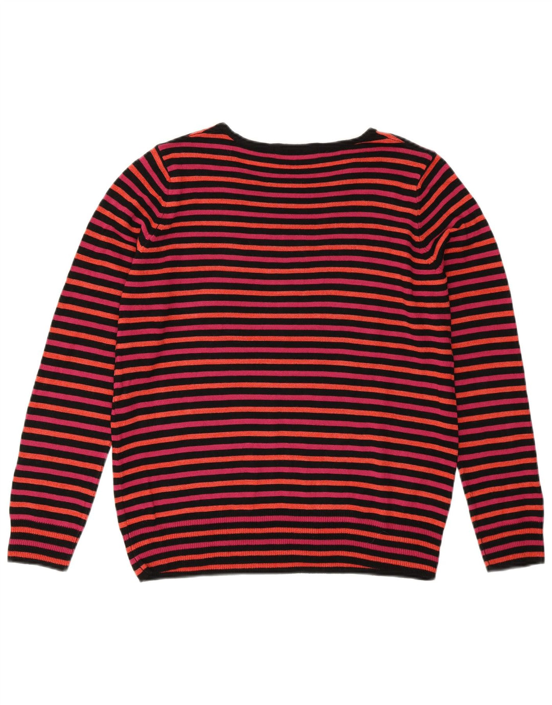 MARKS & SPENCER Dame Boat Neck Jumper Sweater UK 14 Stor Pink Stribet