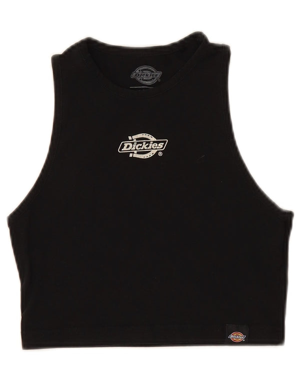 DICKIES Dame Slim Crop Grafisk Vest Top UK 4 XS Sort Bomuld
