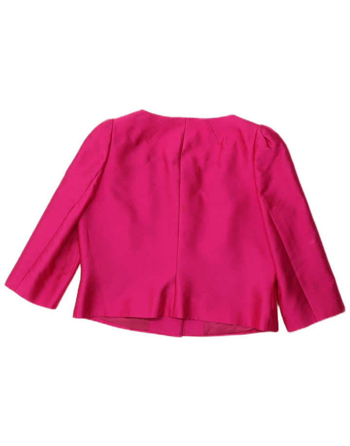L.K. BENNETT Womens Crop 3/4-ærmet blazerjakke UK 16 Large Pink Silk
