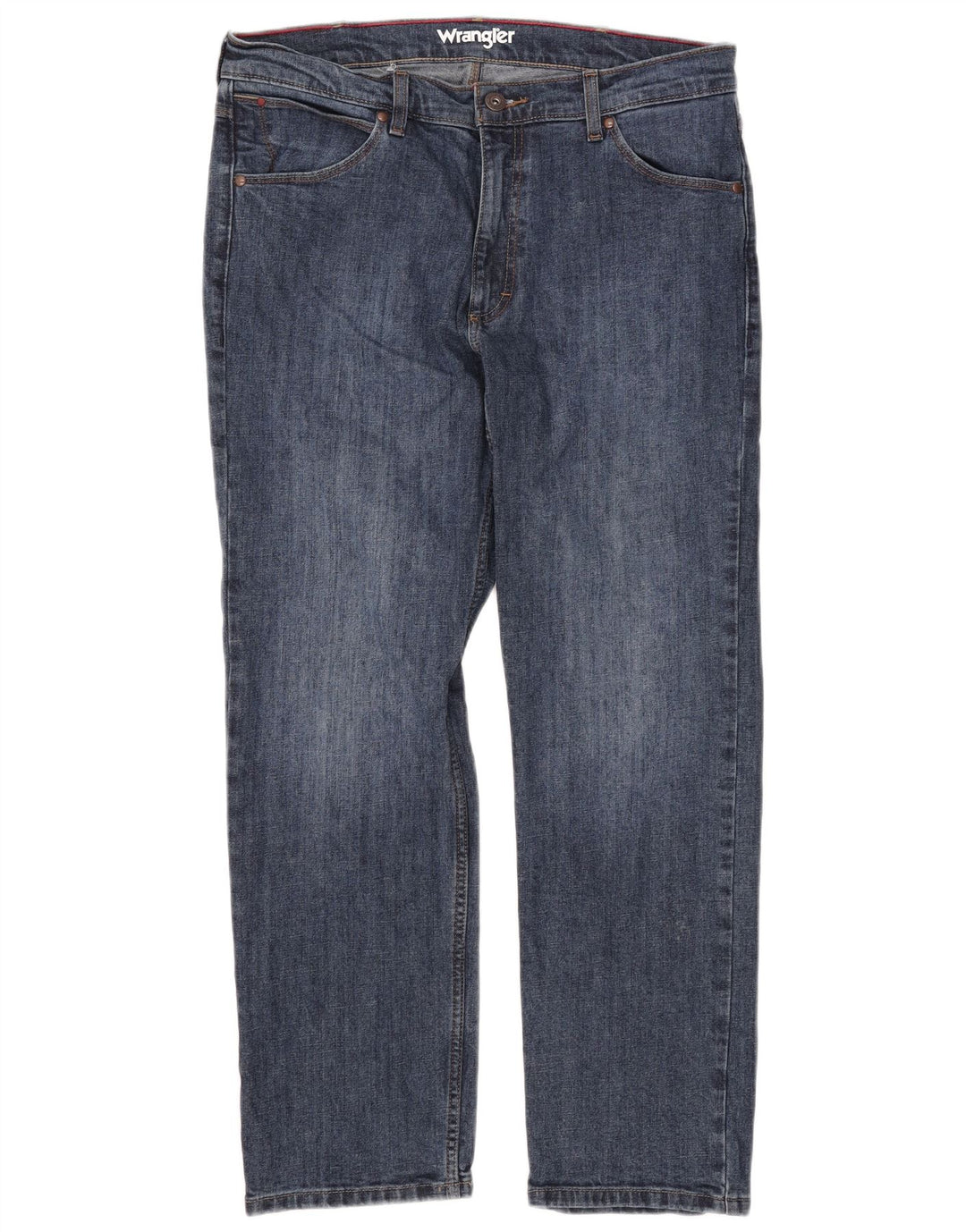 Wrangler Herre Regular Straight Jeans W34 L30 Blå Bomuld