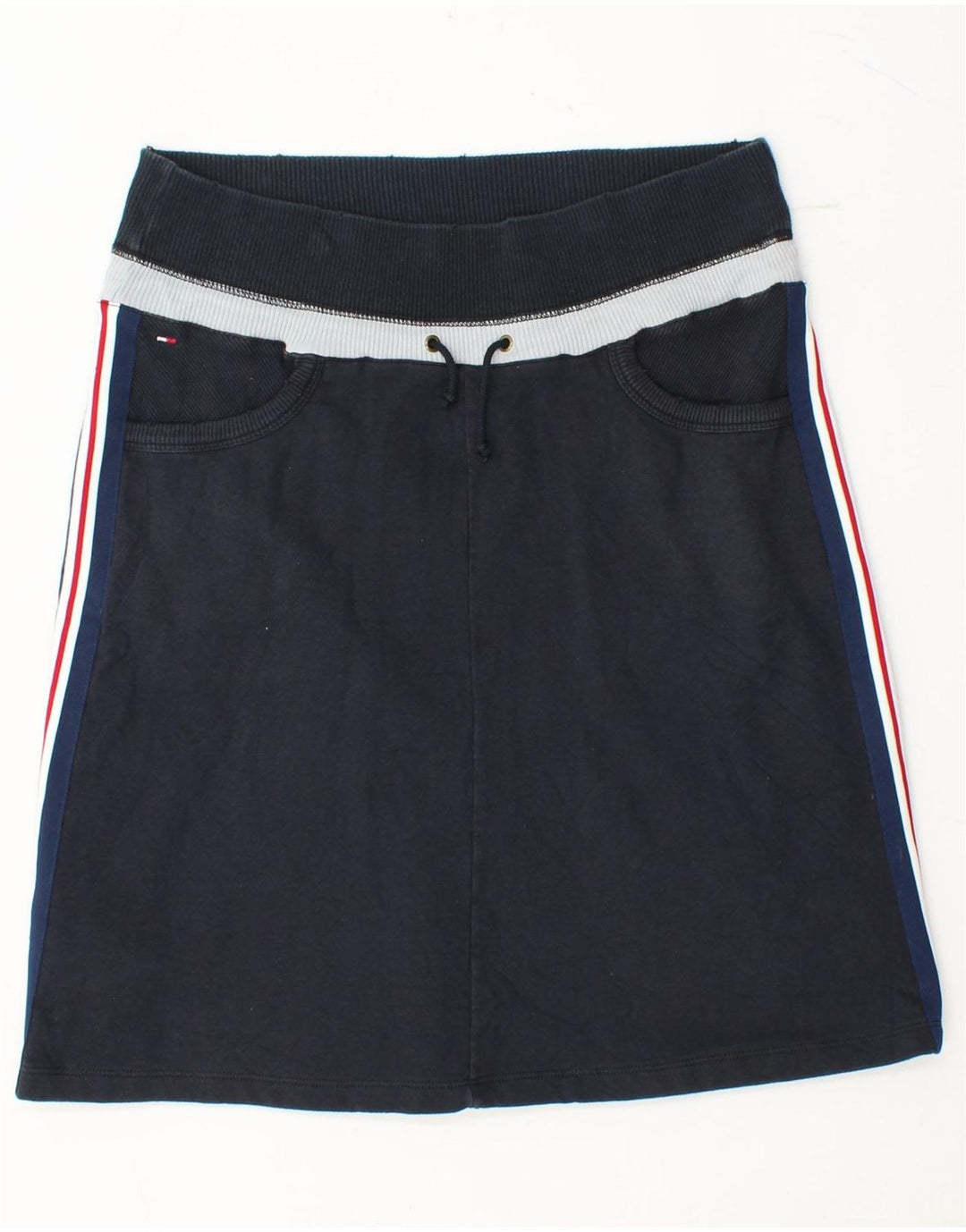 TOMMY HILFIGER A-line nederdel til kvinder UK 14 Medium W30 Marineblå farveblok