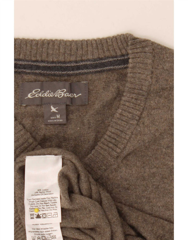 Eddie Bauer Herre V-hals sweater Medium Khaki Bomuld