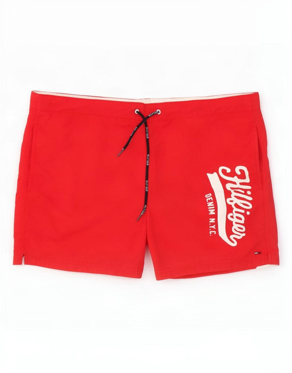 Tommy Hilfiger Grafiske badeshorts til mænd, store røde polyester
