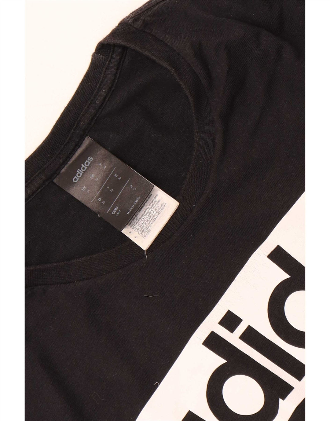 Adidas Tre Stripes Grafisk T-Shirt Top Medium Sort Bomuld