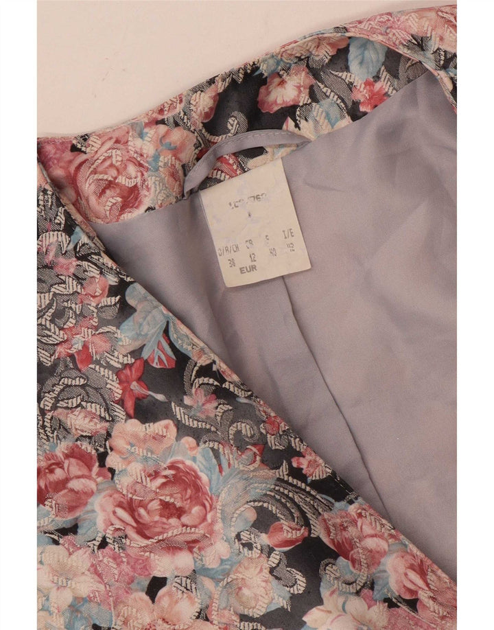 Vintage Dame Crop Blazer Jacket UK 12 Medium Multicolored Floral