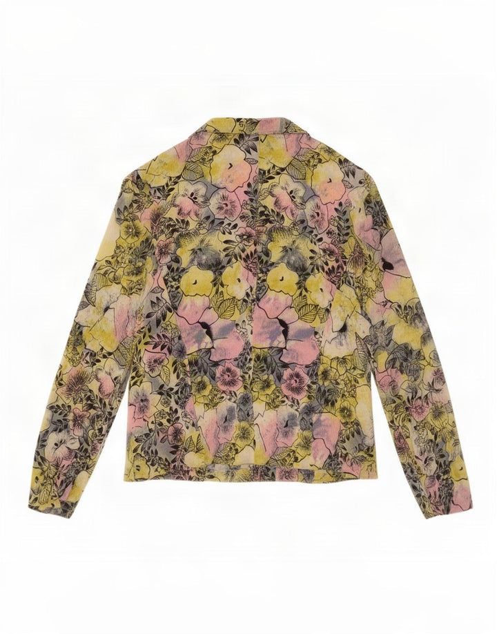 Vintage Dame Open Shirt Bluse UK 14 Medium Multicolored Floral