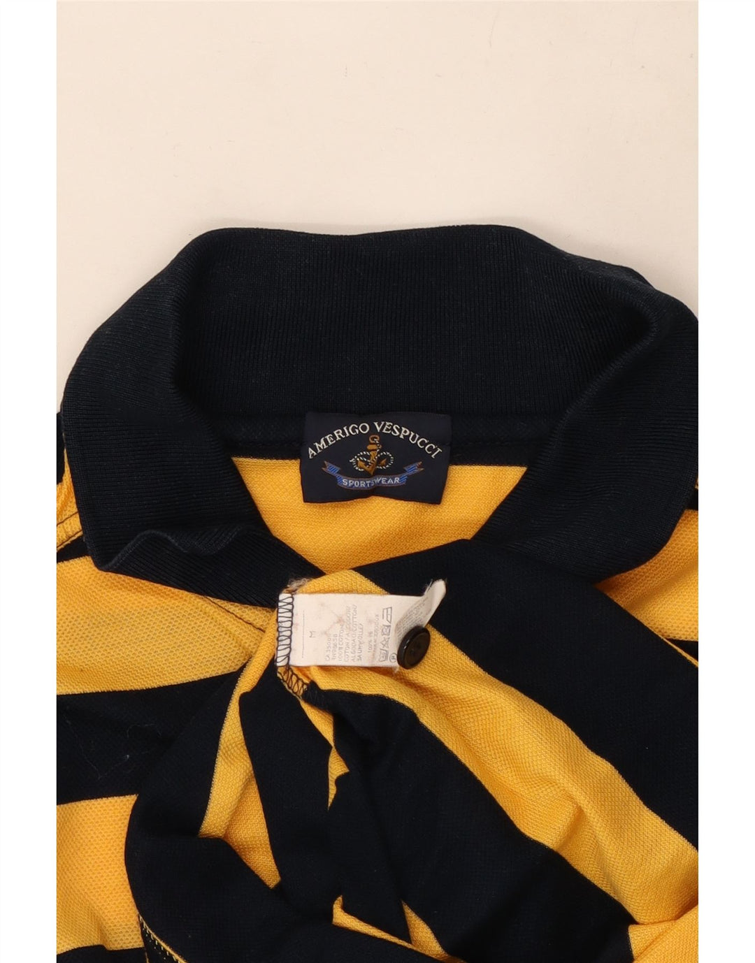 Amerigo Vespucci Herre poloshirt Medium gul stribet bomuld
