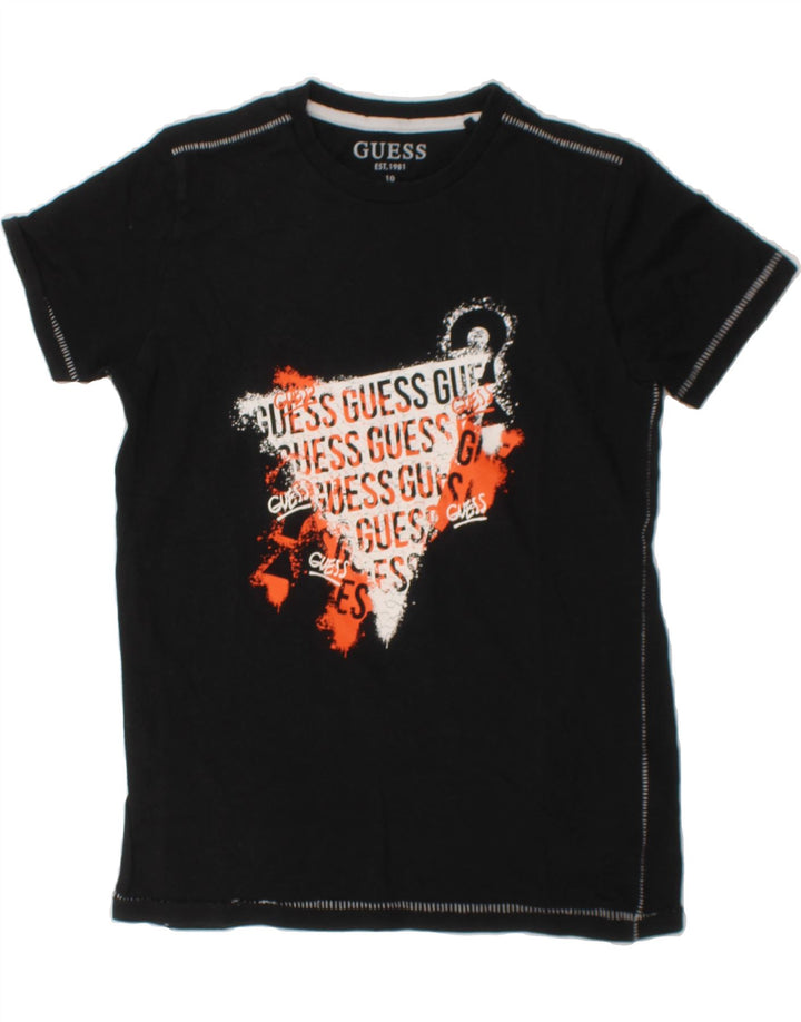 GUESS Boys Graphic T-Shirt Top 9-10 Years Black Cotton Vintage Guess and Second-Hand Guess from Messina Hembry 