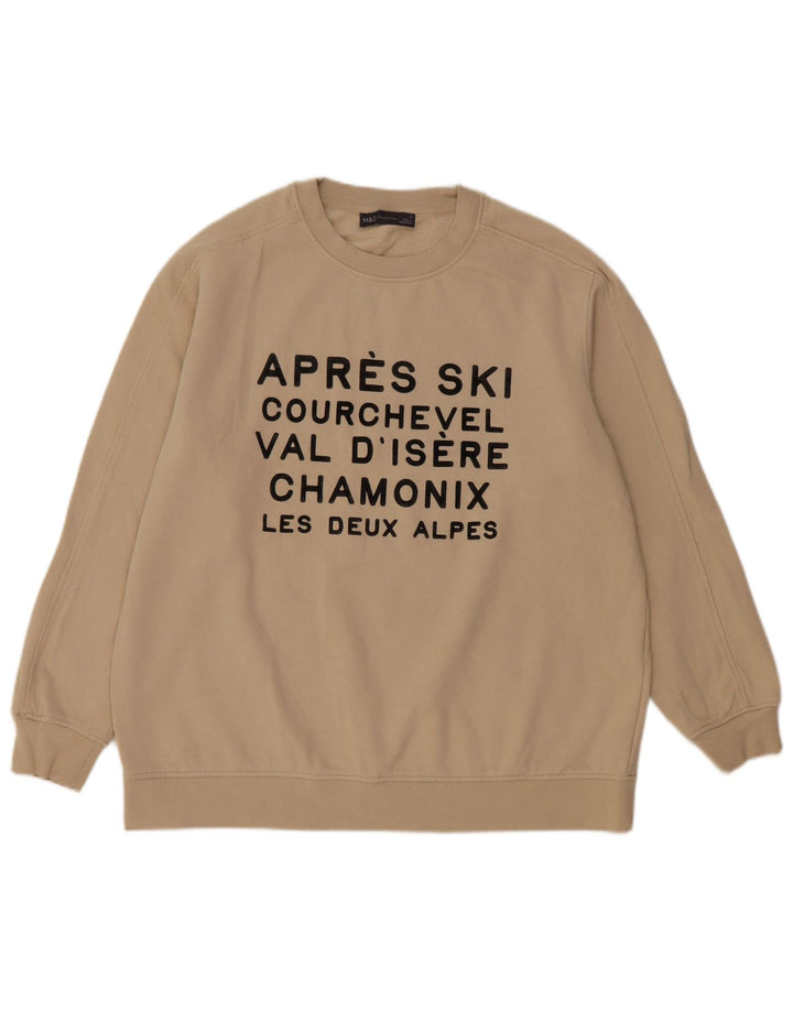 Marks & Spencer Herre Grafisk Sweatshirt Jumper Medium Beige Bomuld