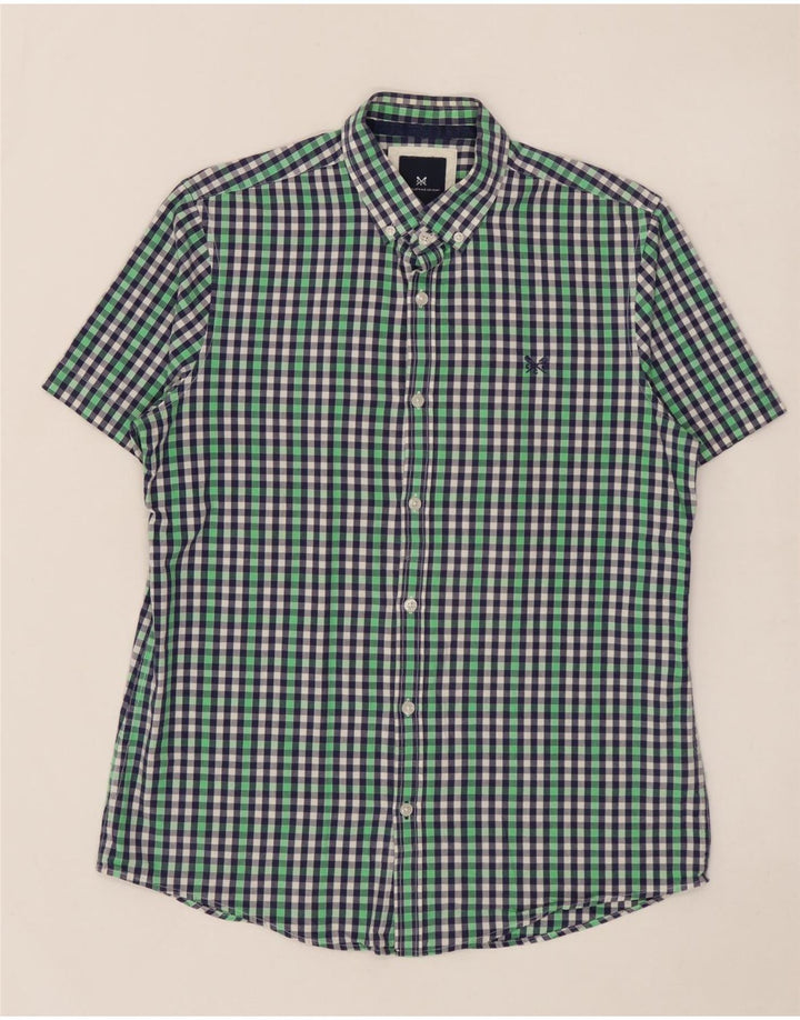 CREW CLOTHING Herre kortærmet skjorte Medium Multicolored Gingham Cotton