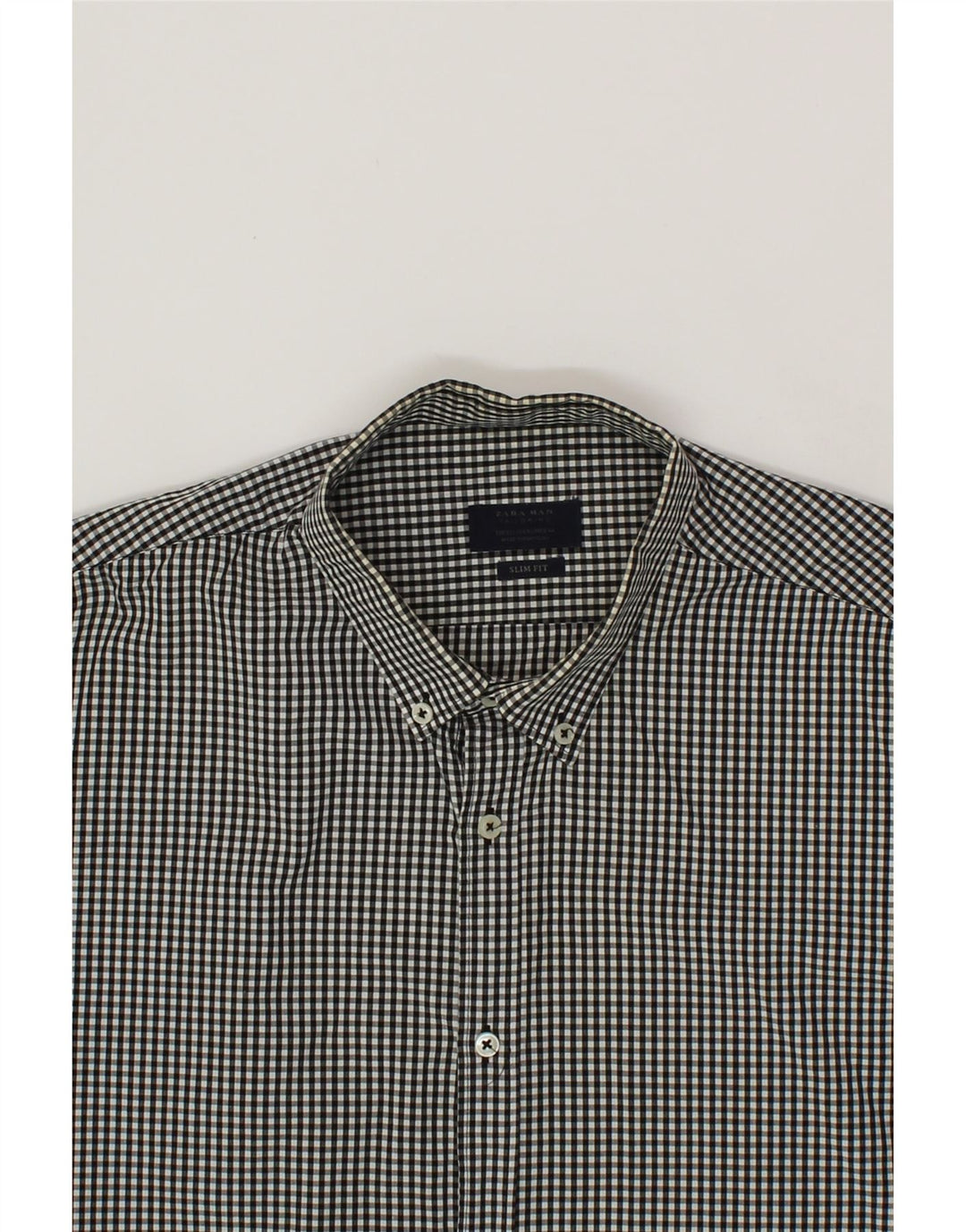 ZARA Mens Slim Fit Shirt Large Black Gingham Vintage Zara and Second-Hand Zara from Messina Hembry 