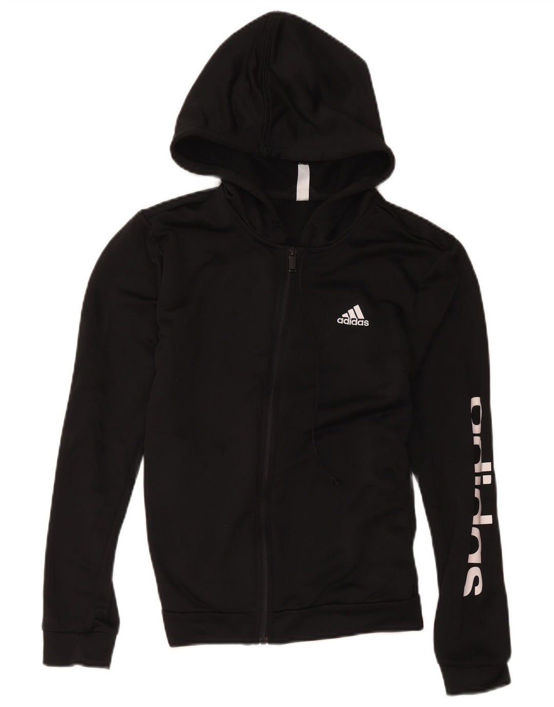 Adidas Dame Grafisk Hættetrøje Sweater UK 12/14 Medium Sort Polyester