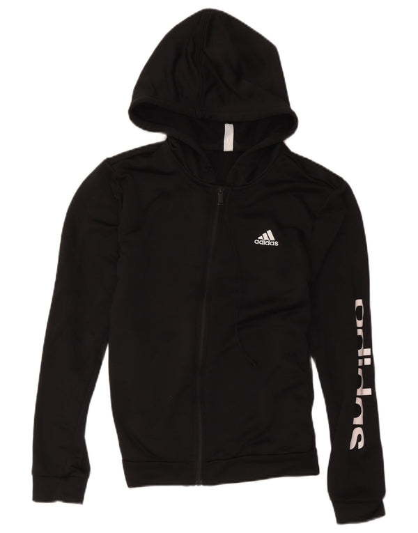 Adidas Dame Grafisk Hættetrøje Sweater UK 12/14 Medium Sort Polyester