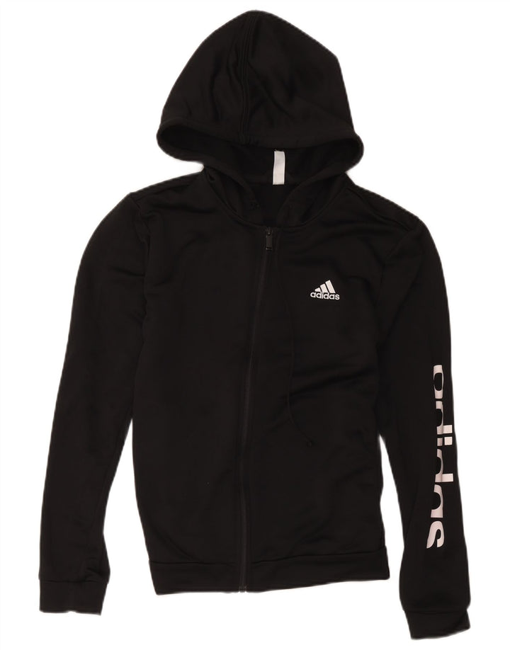 Adidas Dame Grafisk Hættetrøje Sweater UK 12/14 Medium Sort Polyester