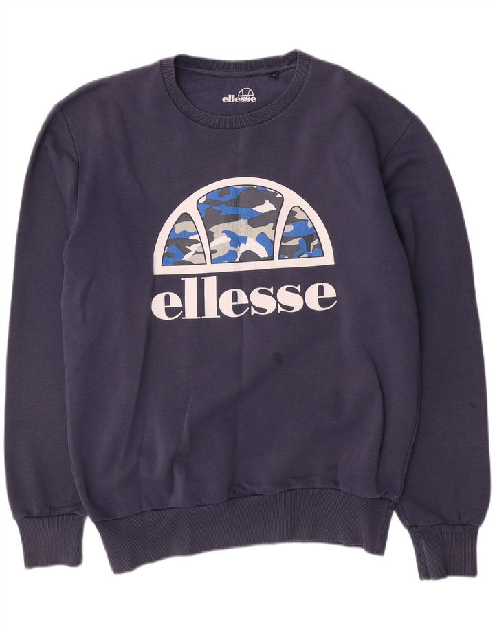 Ellesse Herre Sweatshirt Jumper Large Marineblå Bomuld