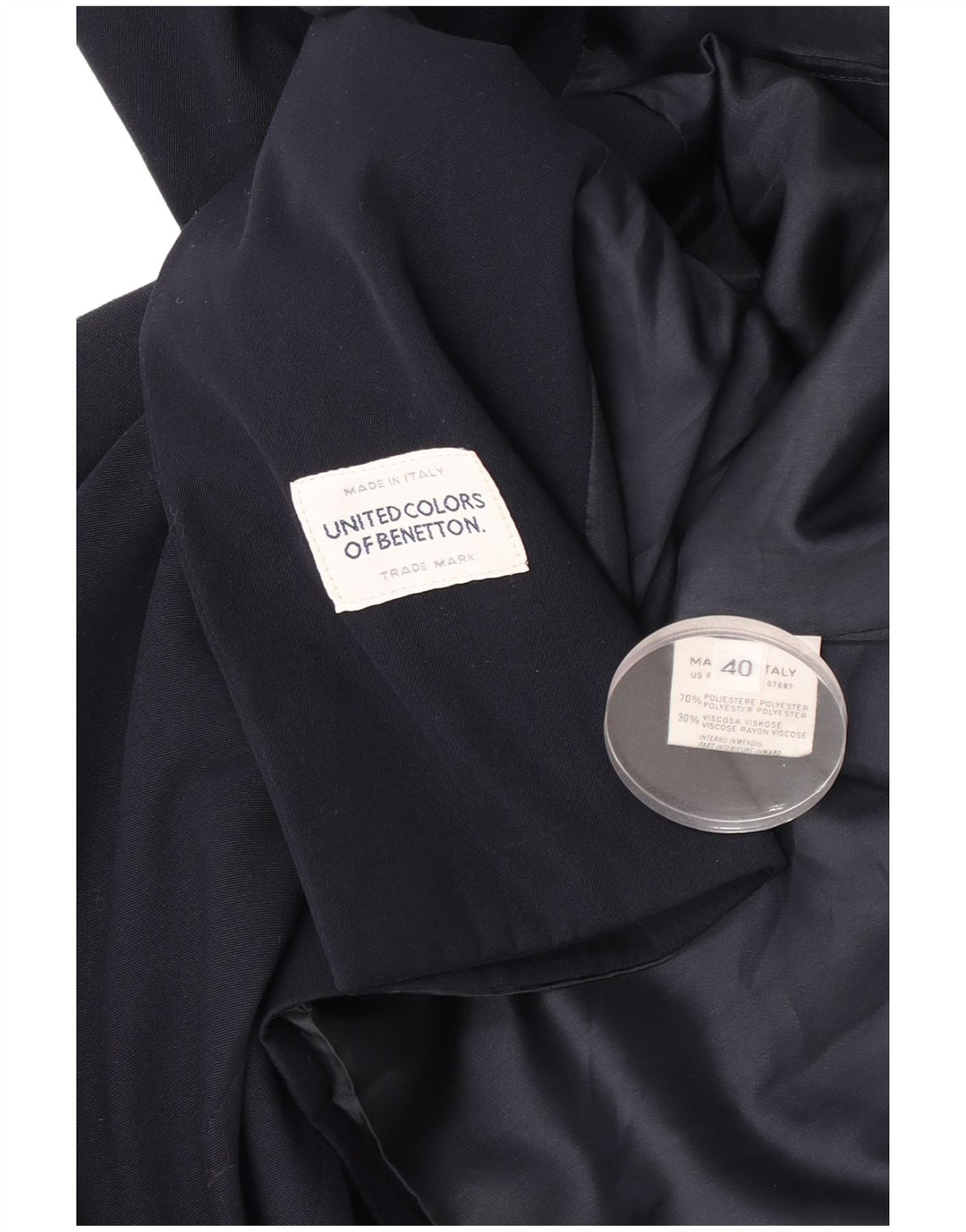 Benetton Dame Dobbeltradet Blazer Jacket IT 40 Small Navy Blue