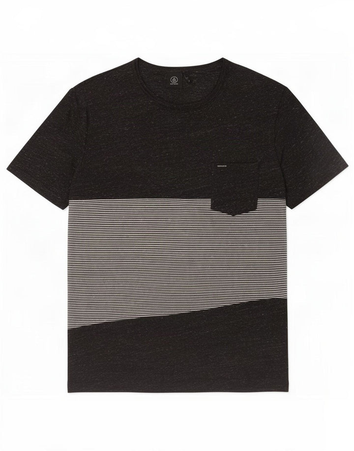 Volcom Herre T-Shirt Top Stor Sort Stribet Bomuld