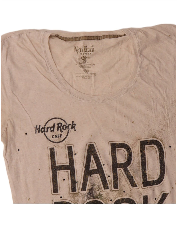 HARD ROCK CAFE piger London grafisk T-shirt top 15-16 år XL Off White