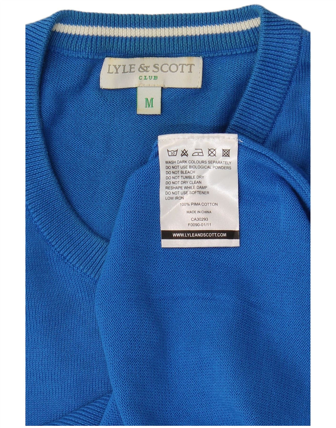 Lyle & Scott Herre V-hals sweater mellemblå bomuld